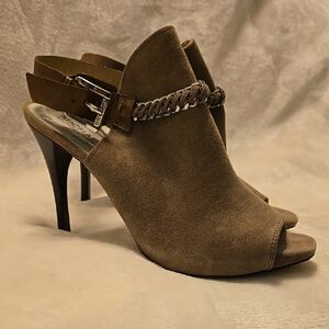 Michael Kors Suede Open-Toe Heels with Stiletto